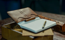 Load image into Gallery viewer, ტყავის ხელნაკეთი ყდა ბლოკნოტისთვის - (N-101)