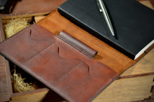Load image into Gallery viewer, ტყავის ხელნაკეთი ყდა ბლოკნოტისთვის - (N-102)