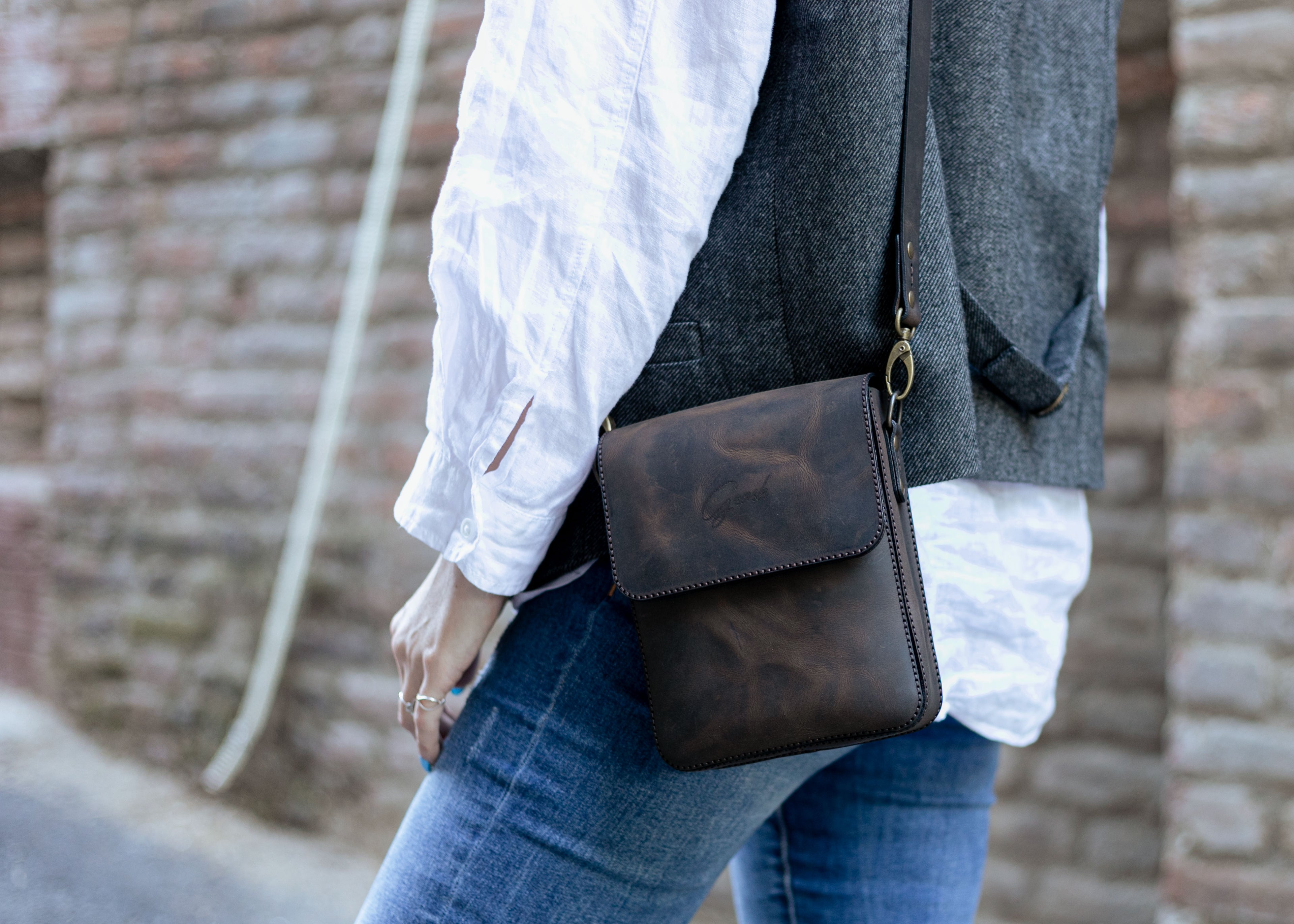 F-130 | ტყავის ჩანთა/Crossbody (Size S)