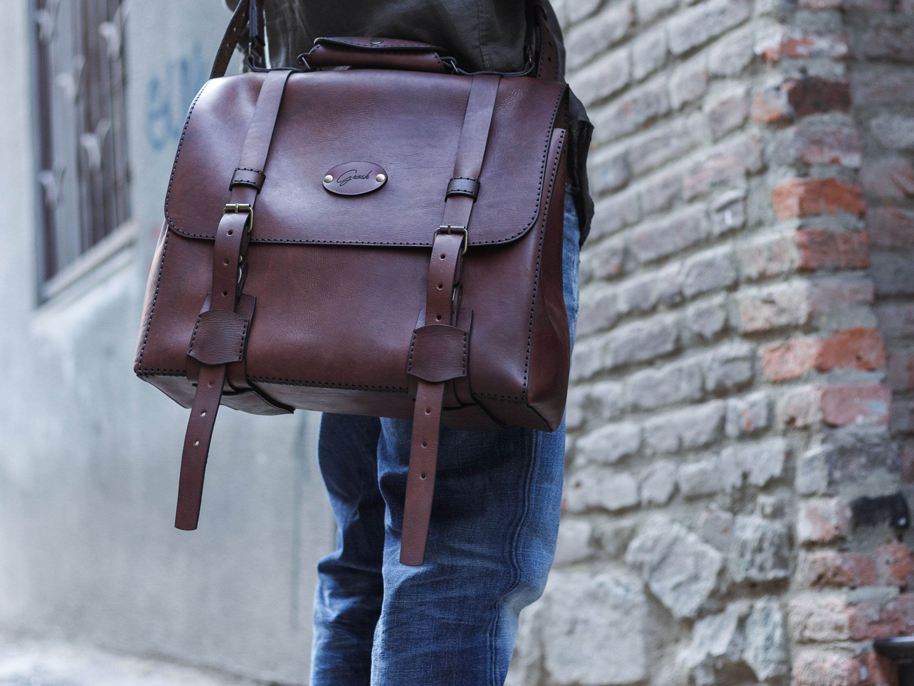F-134 | ტყავის ჩანთა/ satchel bag/ უნისექსი