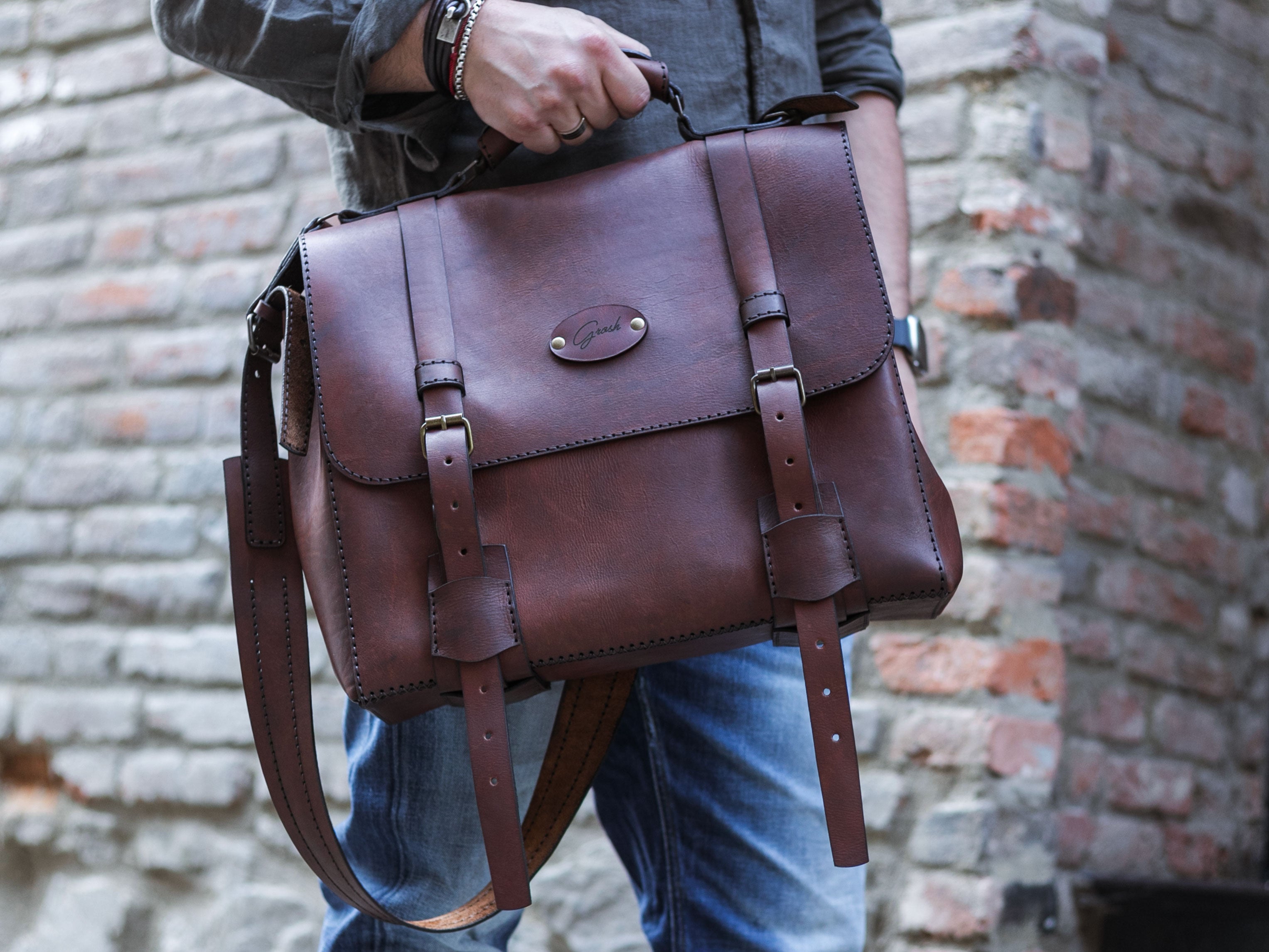 F-134 | ტყავის ჩანთა/ satchel bag/ უნისექსი