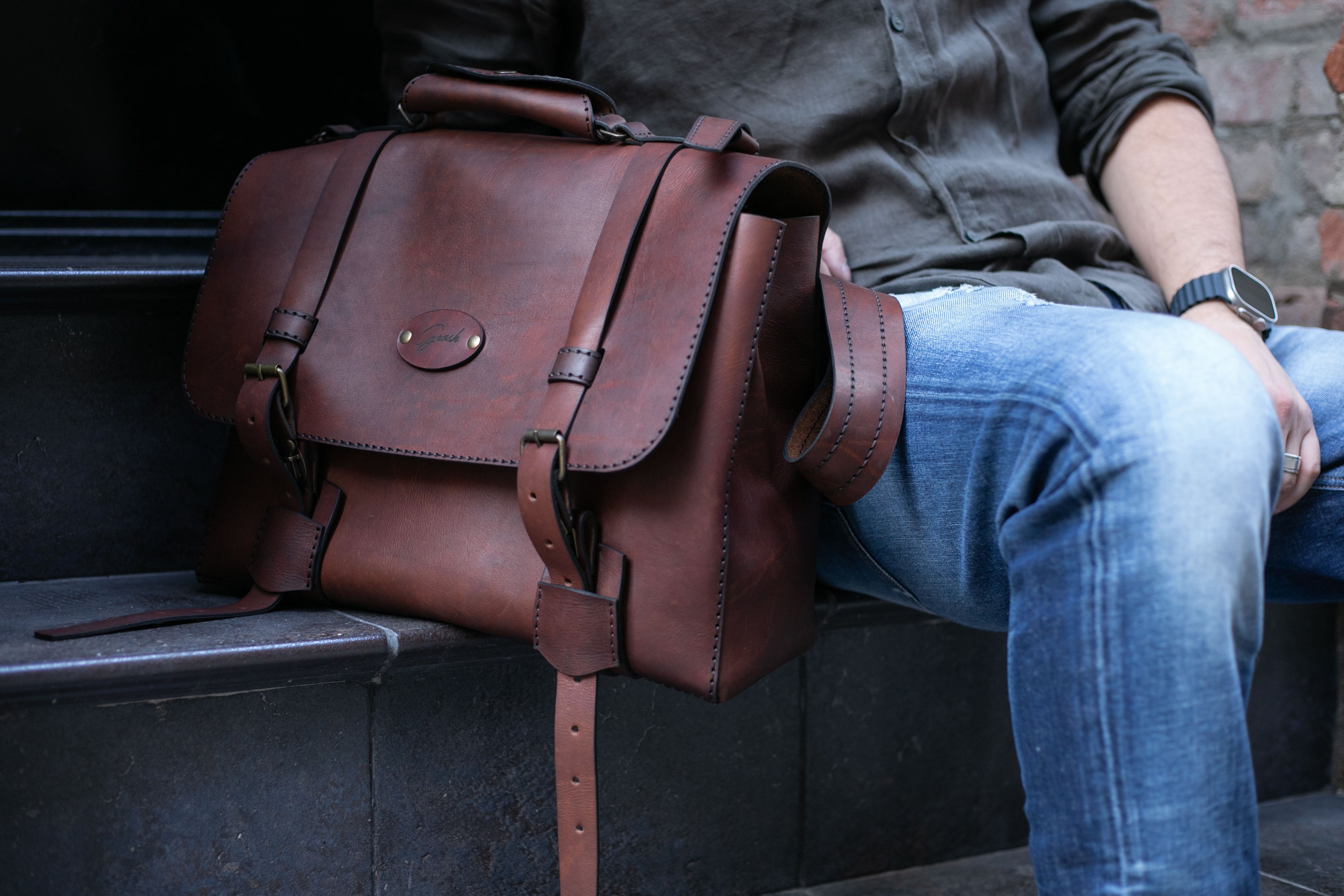 F-134 | ტყავის ჩანთა/ satchel bag/ უნისექსი